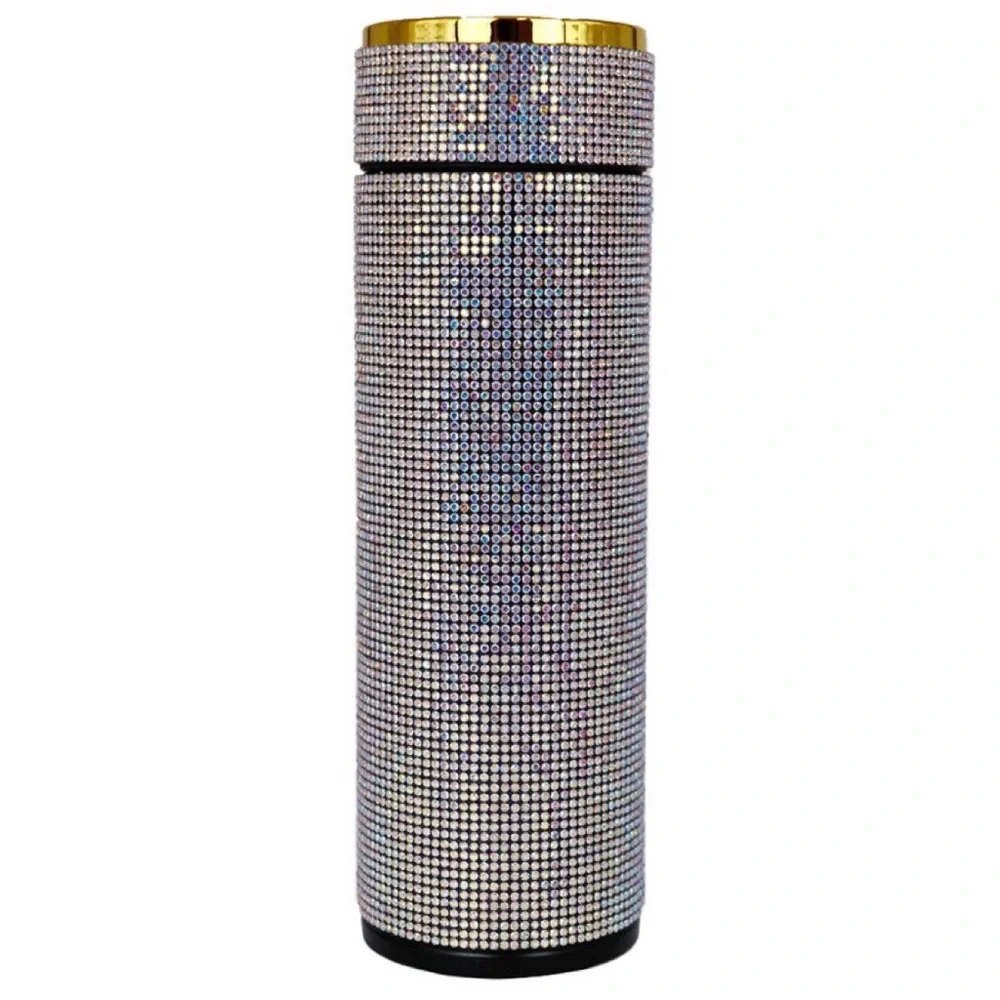 Rhinestone Embellished Insulated Stainless Steel Tumbler Thermal Coffee Thermos
